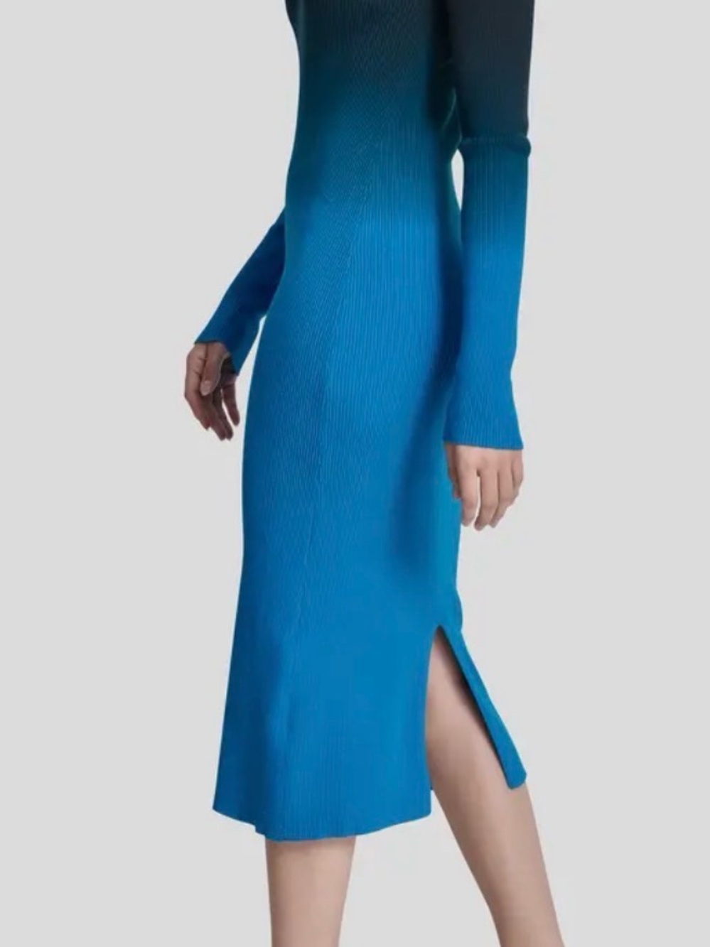 Dip Dye Long Sleeve Cotton Blend Body-Con Dress
